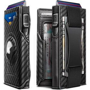 KEMISANT Airtag Wallet Men,Mens Slim Front Pocket Wallet Money Clip Standard